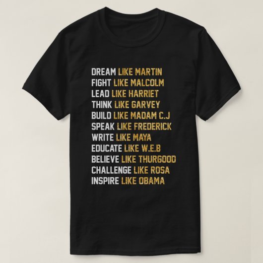 Dream like Martin -Fight like Malcolm T-shirt (Design voorkant)