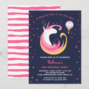 Dream Magical Unicorn & Hot Air Ballon Birthday Kaart