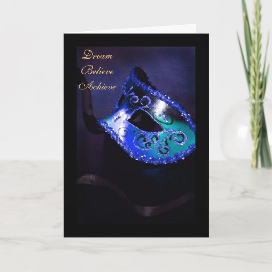 Dream Masquerade Blue Afstuderen Kaart (Voorkant)