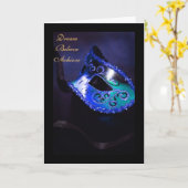 Dream Masquerade Blue Afstuderen Kaart (Gele Bloem)