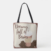Dream of Coffee Beans Cute Coffee Illustration Tote Bag (Achterkant)