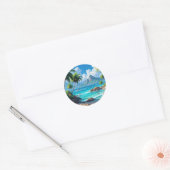 Dream On, Tropical Paradise, Ronde Sticker (Envelop)