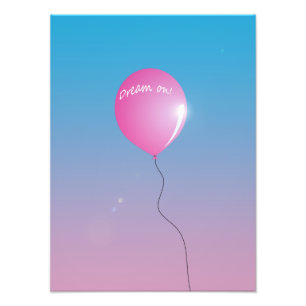 Dream op Quote Pink ballon in sky inspirerend Foto Afdruk