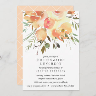 Dream Peach Flowers Bridesmaids Luncheon Weddensch Kaart