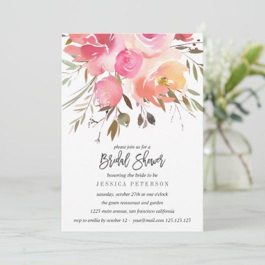 Dream Pink Chic Flower Wedding Vrijgezellenfeest p Kaart (Staand voorkant)