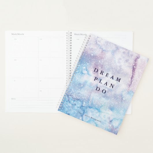 Dream, Plan, Do - Aquarelle violet Universe (Devant avec enveloppe)