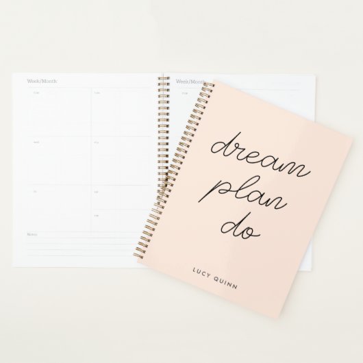 Dream Plan Do | Blush roze, modern, stijlvol scrip Planner (Display)
