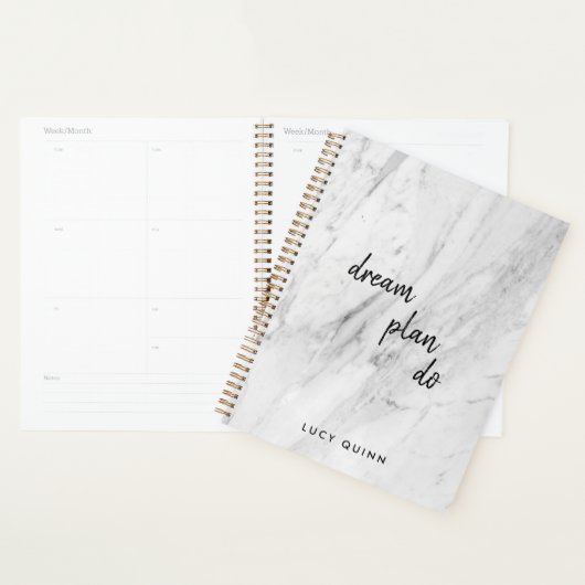 Dream Plan Do | Marbre blanc Design moderne Script (Devant avec enveloppe)
