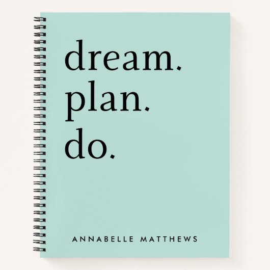 Dream Plan Do | Modern Minimalistisch Mint Green Notitieboek (Voorkant)