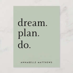 Dream Plan Do Modern minimalistisch Sage Green Briefkaart