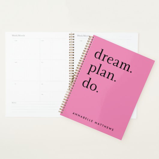 Dream Plan Do | Moderne, minimale helderroze Planner (Display)