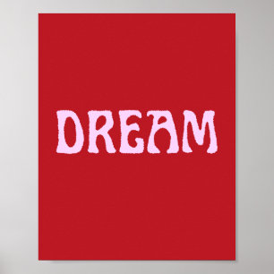 Dream Poster Wall Art in rood en roze