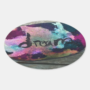Dream Rock ik schilderde met alcohol en India inkt Ovale Sticker