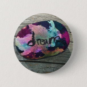 Dream Rock ik schilderde met alcohol en Indiase in Ronde Button 5,7 Cm