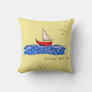 Dream Sail Live Sea Boat Seagulls Jeter Oreiller
