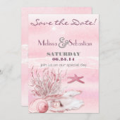 Dream Shore Beach Anjer Roze Save the Date (Voorkant / Achterkant)