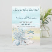 Dream Shore Beach Blue Weddenschap Save the Date (Staand voorkant)