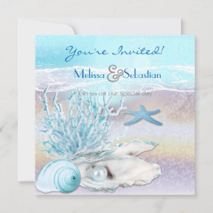 Dream Shore Beach Dk Blauwgroen Wedding Invite Kaart