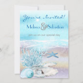 Dream Shore Beach Dk Mariage Turquoise Invitation (Devant)