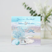 Dream Shore Beach Dk Mariage Turquoise Invitation (Debout devant)