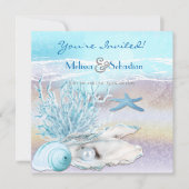 Dream Shore Beach Dk Mariage Turquoise Invitation (Devant)
