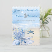 Dream Shore Beach Heel Blue Weddenschap Uitnodigen Kaart (Staand voorkant)