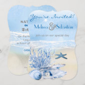 Dream Shore Beach Heel Blue Weddenschap Uitnodigen Kaart (Voorkant / Achterkant)