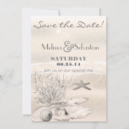 Dream Shore Beach Sepia Wedding Save the Date (Voorkant)