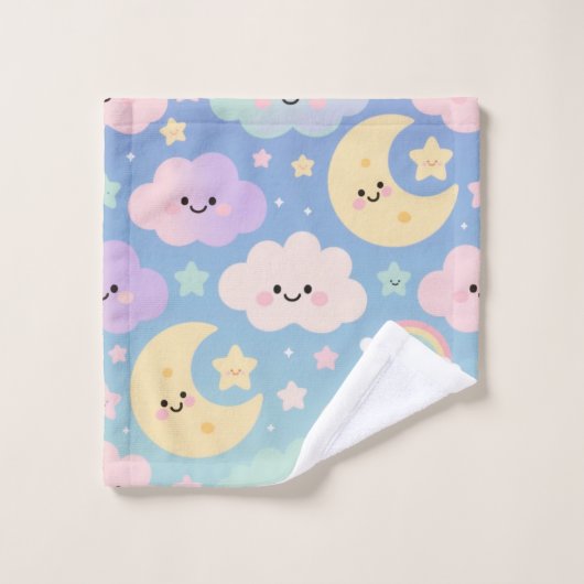 Dream Sky Blanket, Cute Clouds, Moons & Stars Washandje (Wasdoekje)