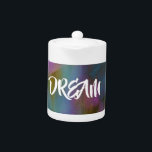 Dream Tea Jar<br><div class="desc">Cette conception rêveuse inspire avec son arrière - plan abstrait et des lettres qui écrivent DREAM. Fait un grand cadeau pour un proche ou un ami.</div>