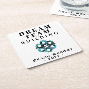 Dream Team - de Logo van de Bouwonderneming van he Vierkante Kartonnen Onderzetter