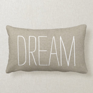 Dream Typography Beige Linen Toss Pillow Kussen