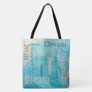 Dream Typography Script Turquoise Waterverf Draagtas