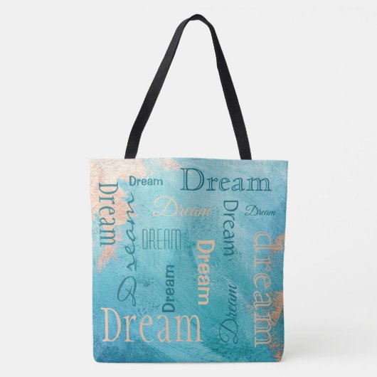 Dream Typography Script Turquoise Waterverf Draagtas (Voorkant)