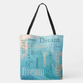 Dream Typography Script Turquoise Waterverf Draagtas (Achterkant)
