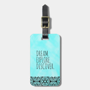 Dream. Verken. Ontdek het. - Reizen, tribaal, blau Bagagelabel