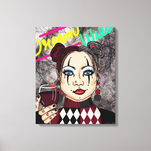 Dream Wild | Gothic Harlequin Jester Girl Canvas Afdruk (Voorkant)