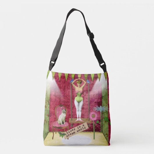 Dream World  Funky Ballerina Veranderde Kunst Crossbody Tas (Achterkant)