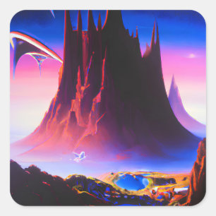 Dream World olieverfschilderij Vierkante Sticker