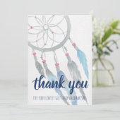 Dreamcatcher Baby shower Merci de Boho bleu (Debout devant)