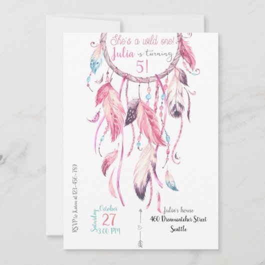 Dreamcatcher Birthday Invitation (Devant)