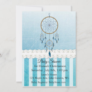 Dreamcatcher Blue Boy's Baby Shower Uitnodigingen