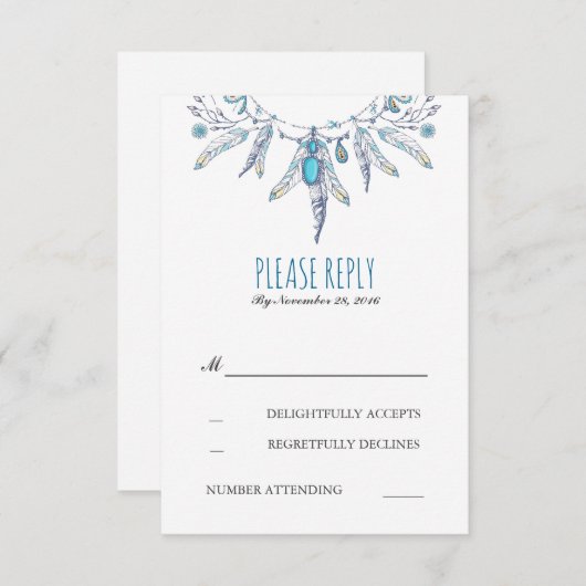 dreamcatcher boho mariage rsvp (Devant / Derrière)
