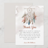 Dreamcatcher Boho Pastel Baby Show Carte de remerc (Devant / Derrière)