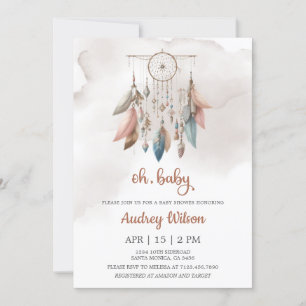 Dreamcatcher Boho Pastel Baby shower Invitation