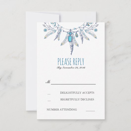 Dreamcatcher Boho Wedding RSVP Kaartje (Voorkant)