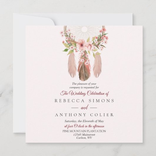 Dreamcatcher | Faire-part de mariage Carré simple (Devant)