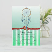Dreamcatcher Green Boy's Baby Douche Uitnodigingen (Staand voorkant)
