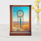 Dreamcatcher in een woestijnvenster kaart (Gele Bloem)