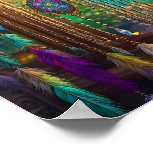  Dreamcatcher in Venster Paarse Boho Poster (Hoek)